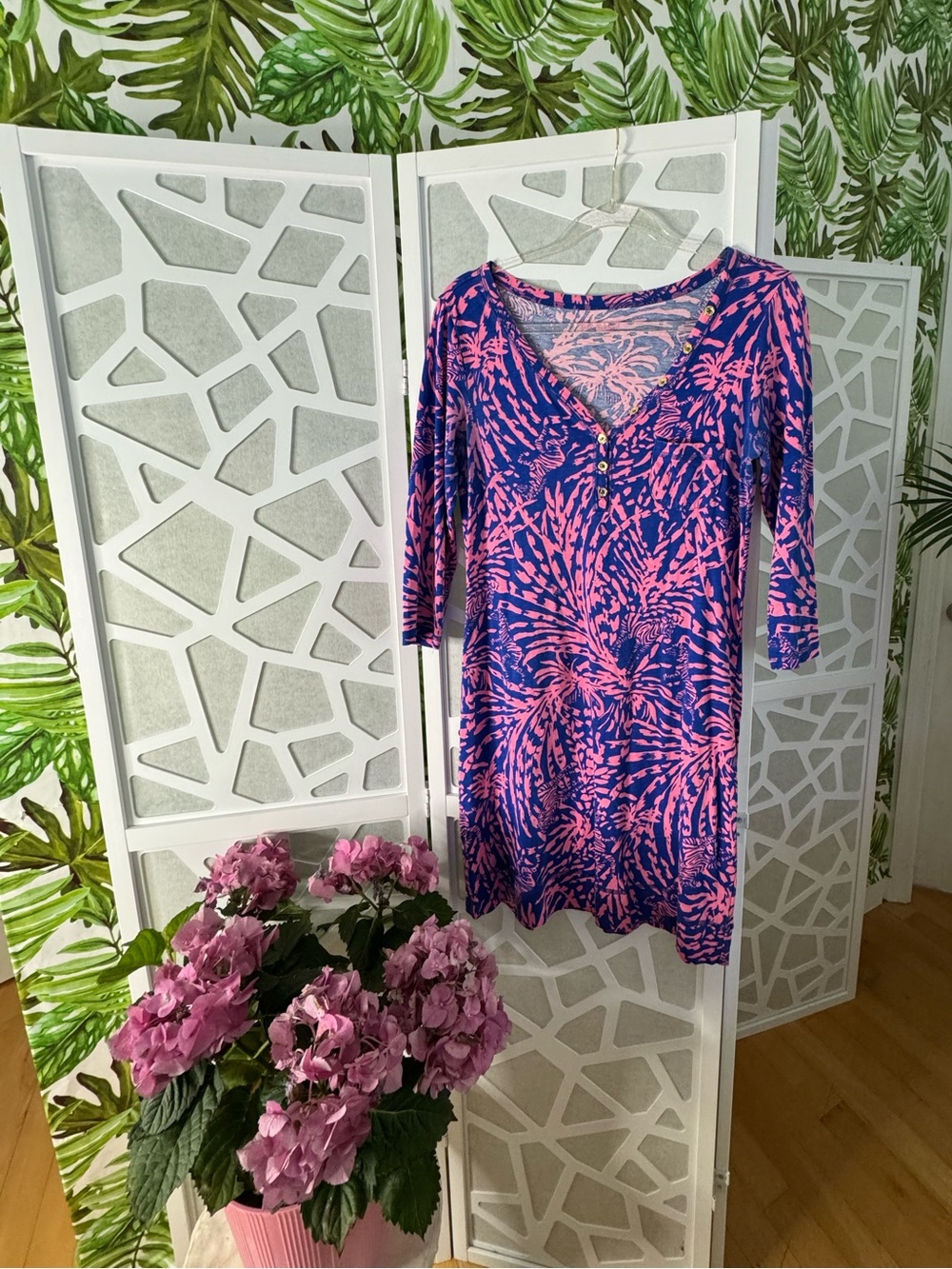 Lilly Pulitzer Pink & Blue Zebra-Print Cotton Top